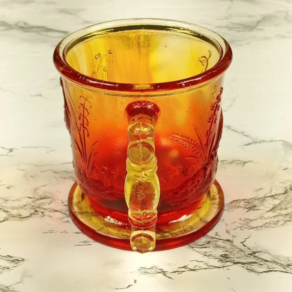 Degenhart Glass Peacock & Stork Cup Trinket Paperweight Vintage - Picture 5 of 10